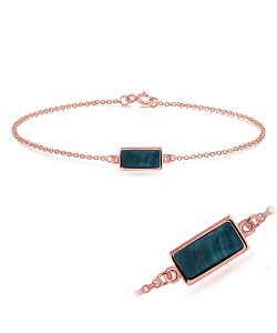 Rose Gold Plated Malachite Silver Bracelet BRS-428-RO-GP